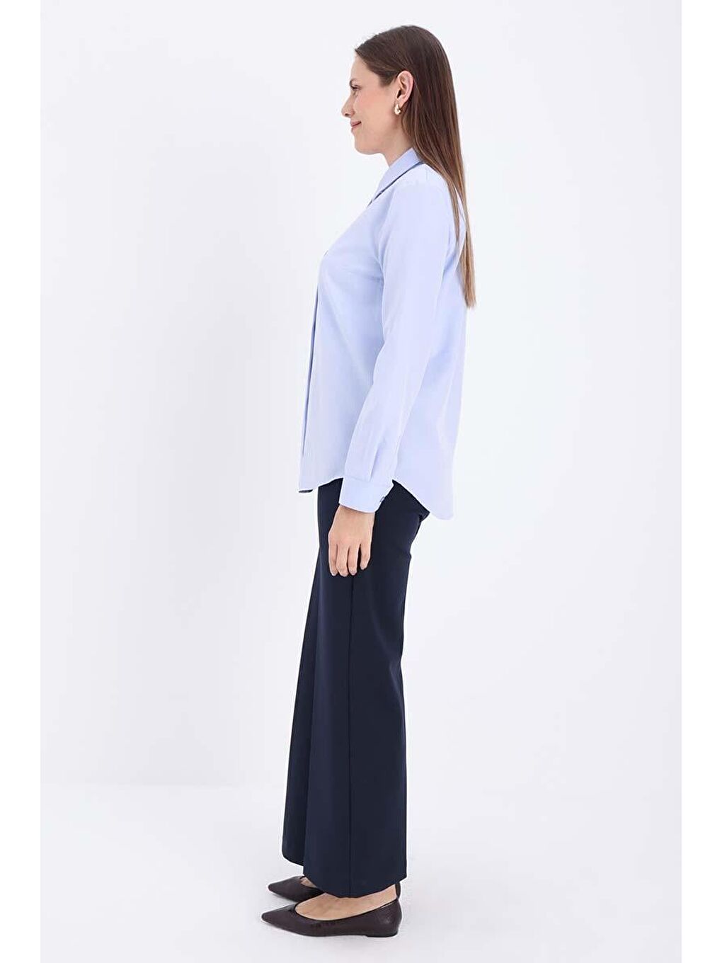 Mavi Pamuklu Gizli Patlı Gömlek-2