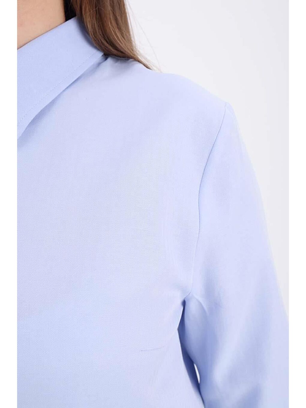 Mavi Pamuklu Gizli Patlı Gömlek-4
