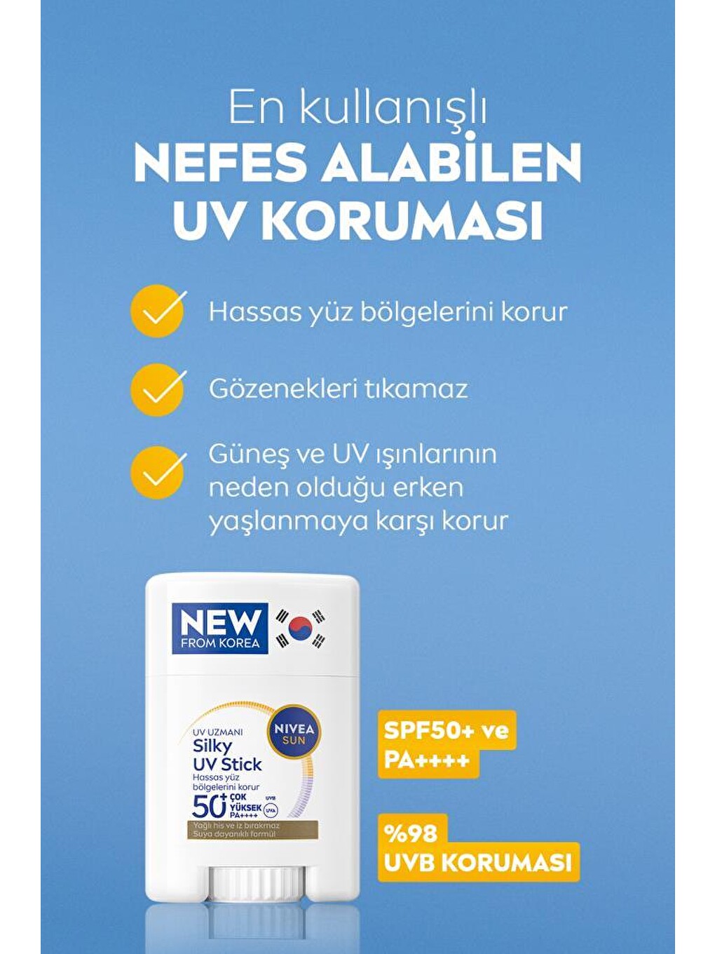 Sun Spf50 Yüksek Güneş Korumalı Stick Yüz Güneş Kremi 15 Gr,hassas Yüz Bölgeleri,kokusuz Formül-2