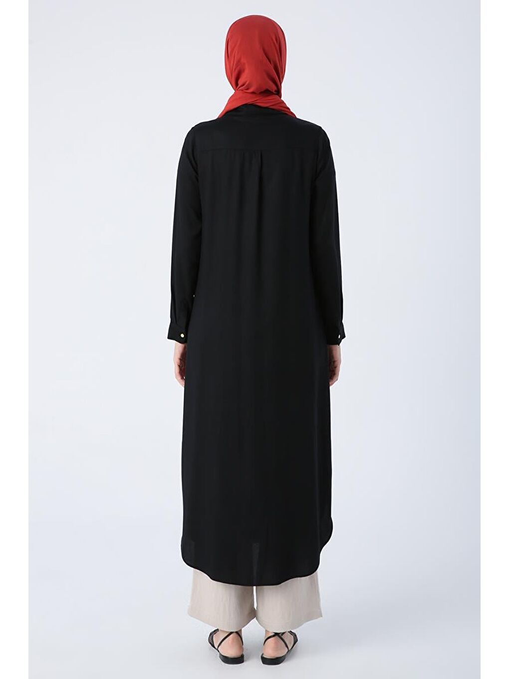 Siyah Gizli Patlı Gömlek Tunik-2