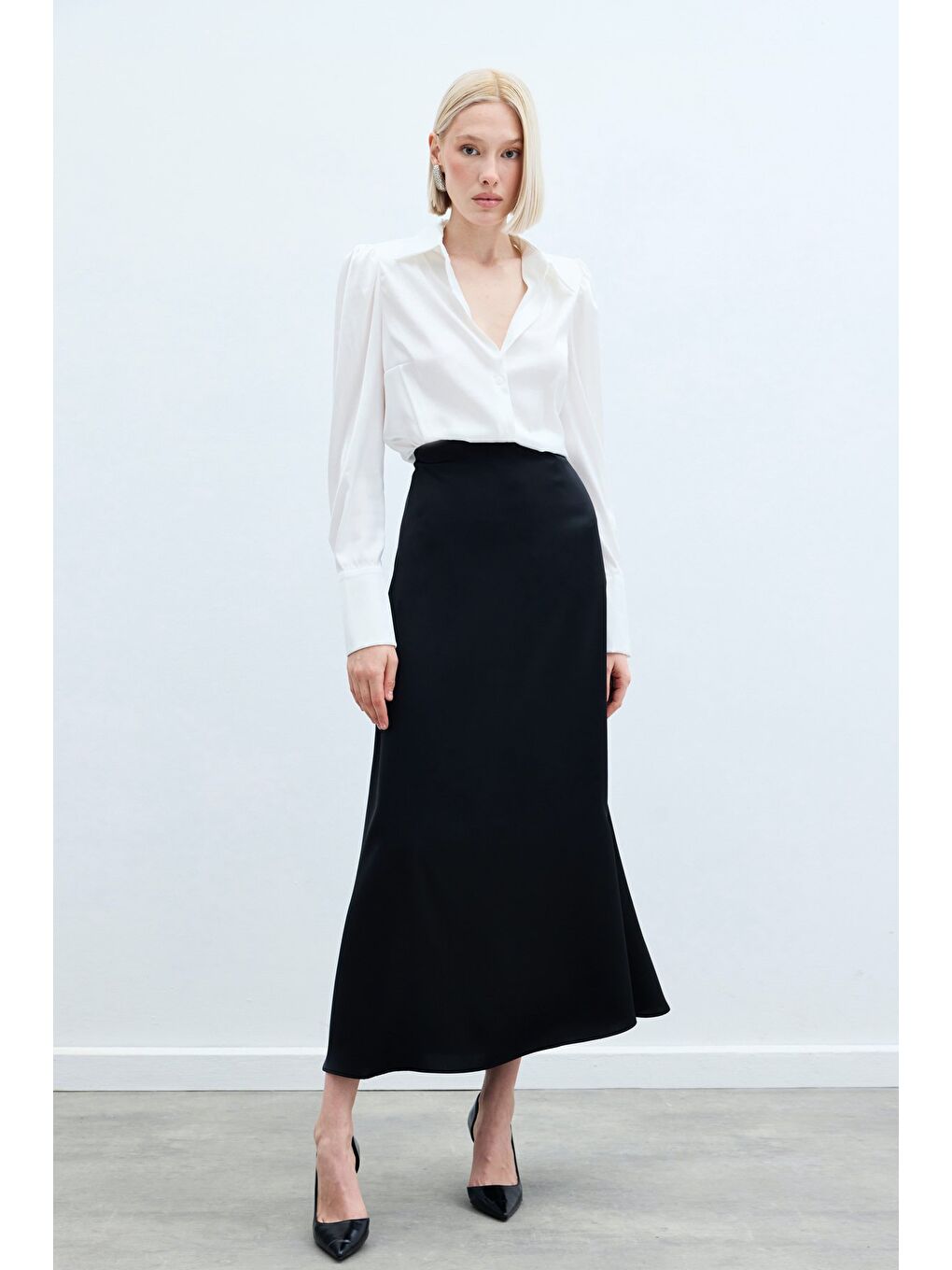 Uzun Saten Etek - Siyah-2