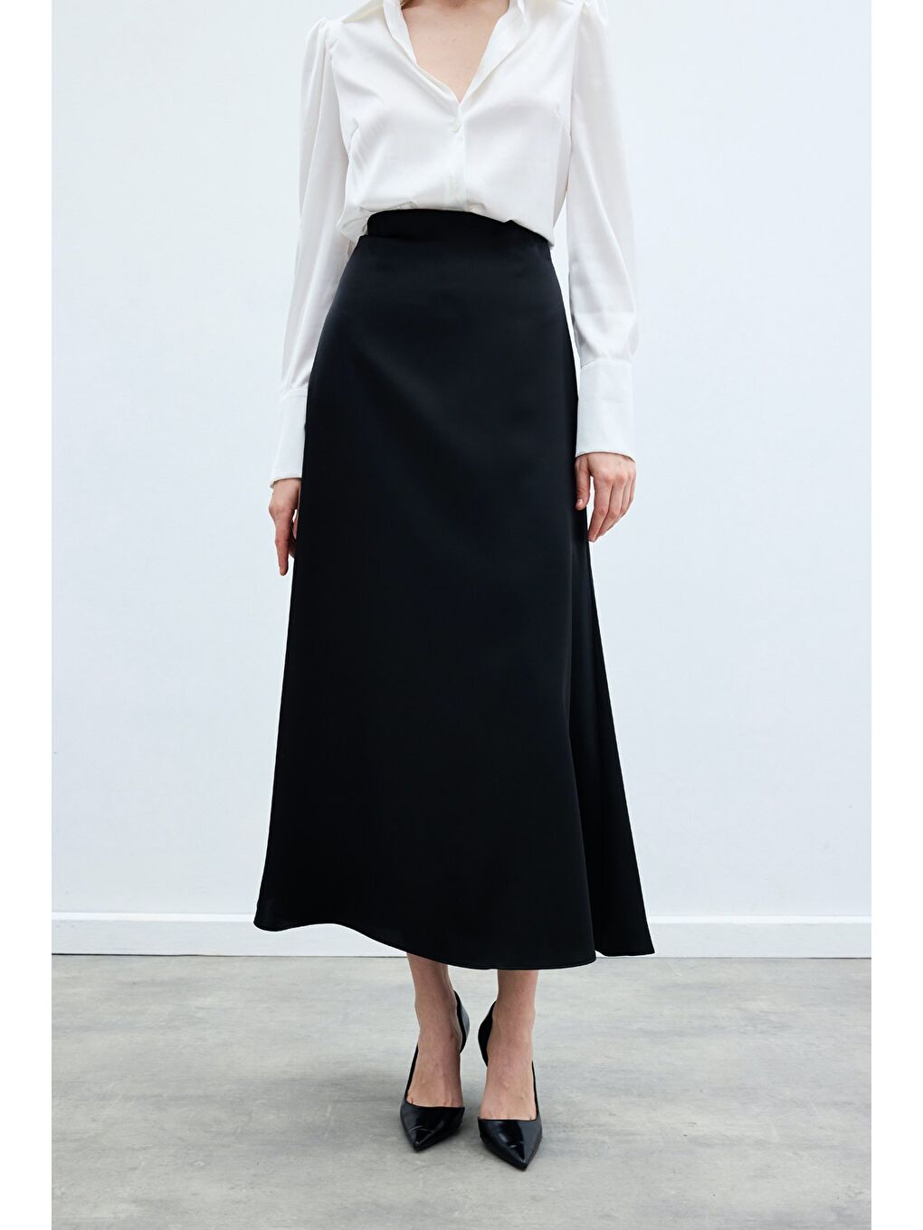 Uzun Saten Etek - Siyah-3