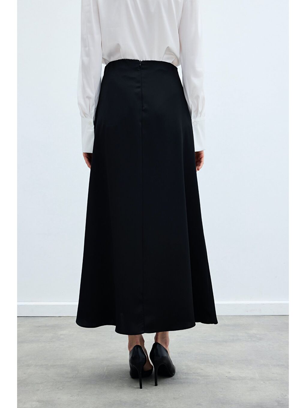 Uzun Saten Etek - Siyah-4