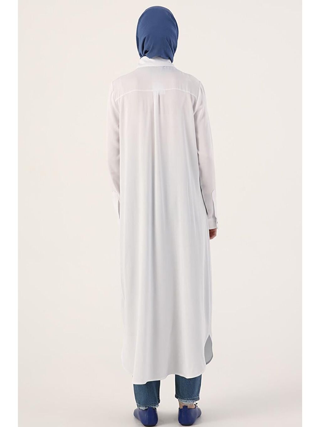 Beyaz Gizli Patlı Gömlek Tunik-3