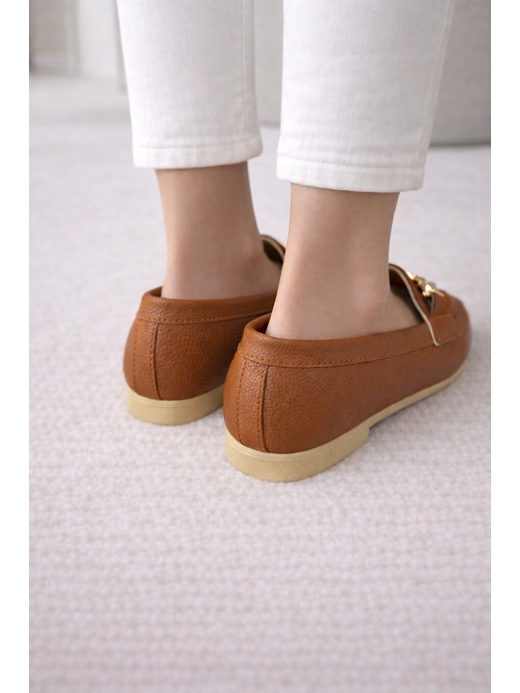 Kahverengi AL-2016 Rahat Taban Kadın Babet Anne Ayakkabısı Günlük Bayan Ayakkabı-3