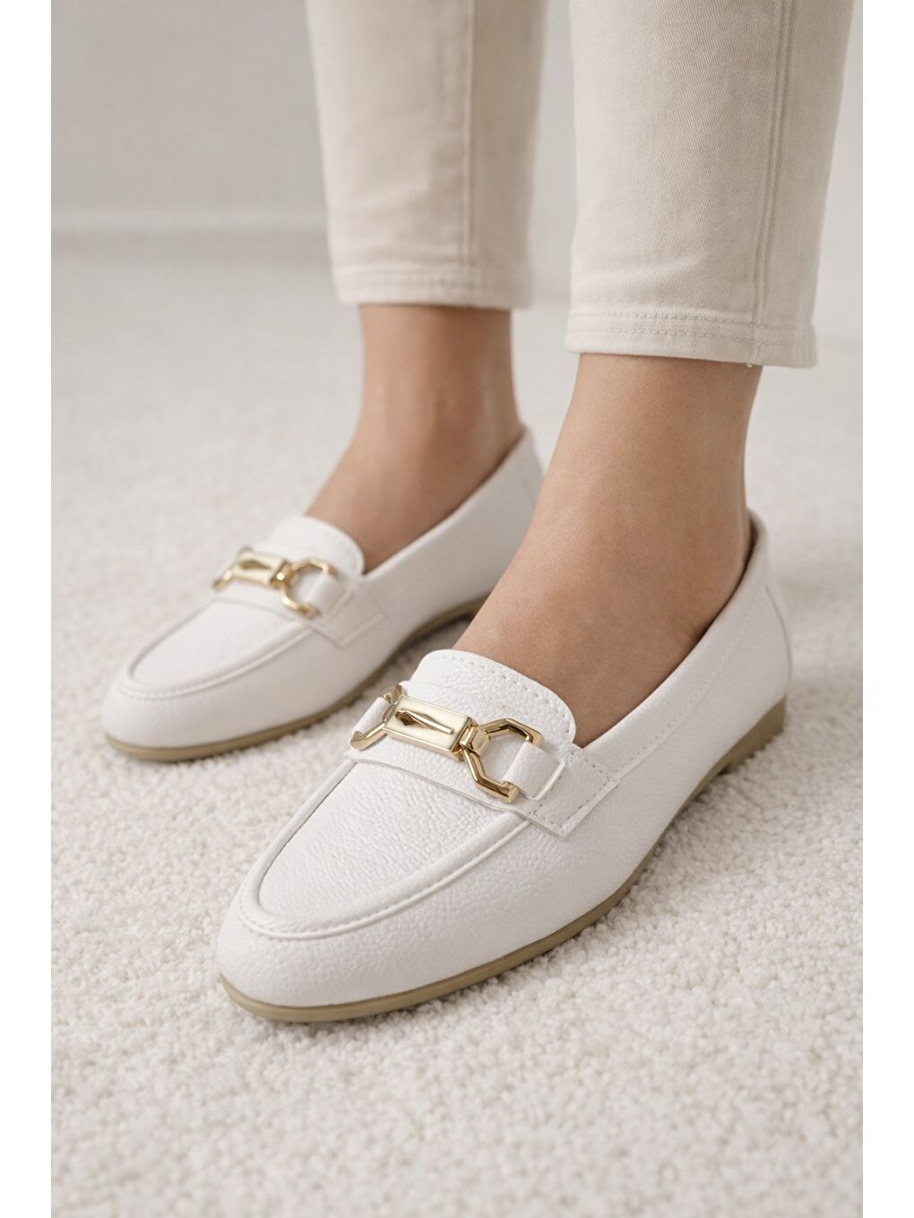 Beyaz AL-2016 Rahat Taban Kadın Babet Anne Ayakkabısı Günlük Bayan Ayakkabı