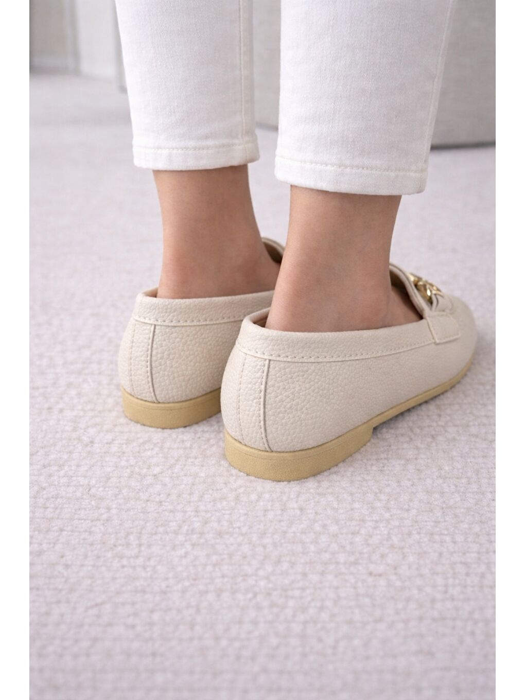 Ekru AL-2016 Rahat Taban Kadın Babet Anne Ayakkabısı Günlük Bayan Ayakkabı-3