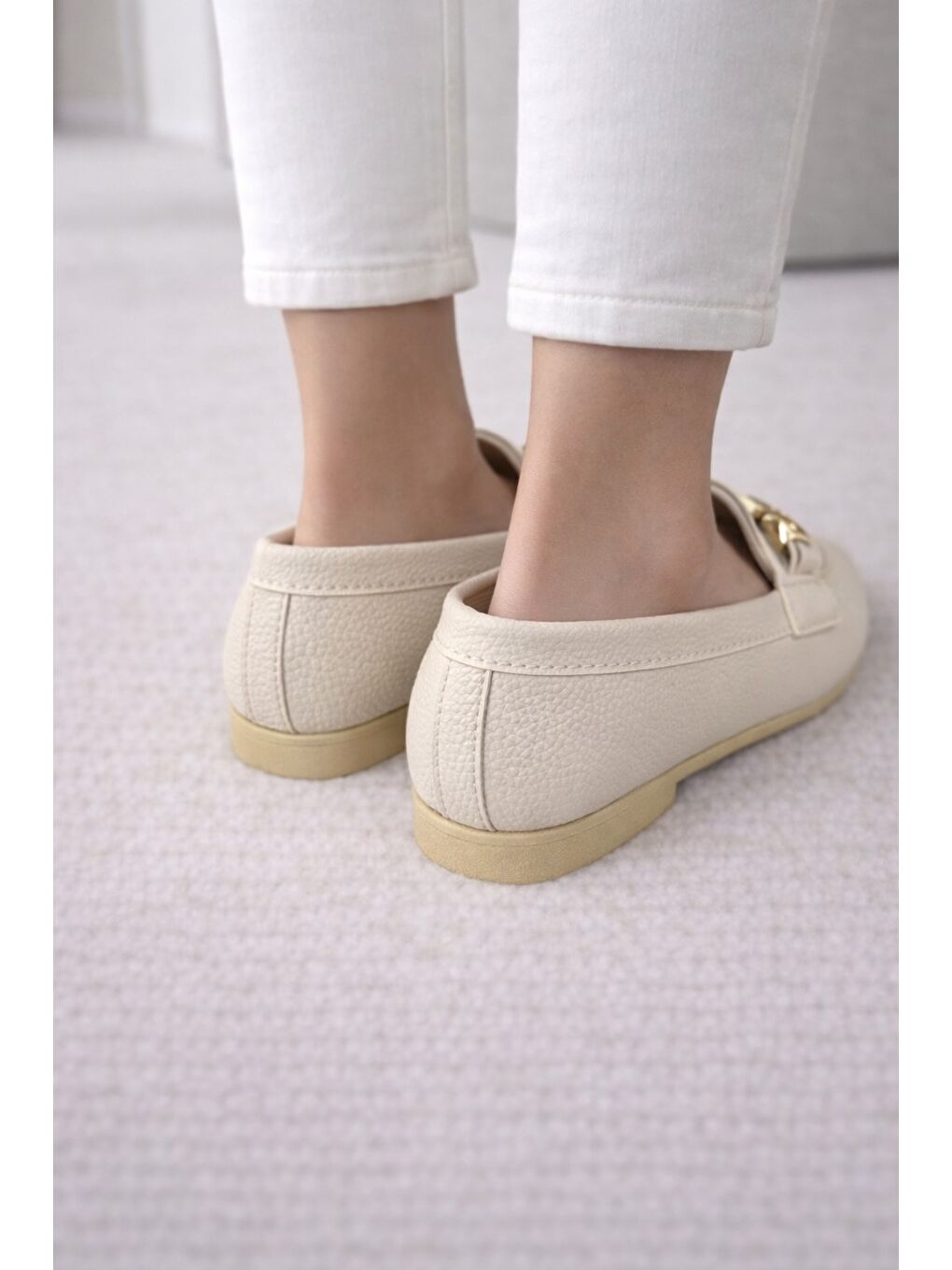 Bej AL-2016 Rahat Taban Kadın Babet Anne Ayakkabısı Günlük Bayan Ayakkabı-2