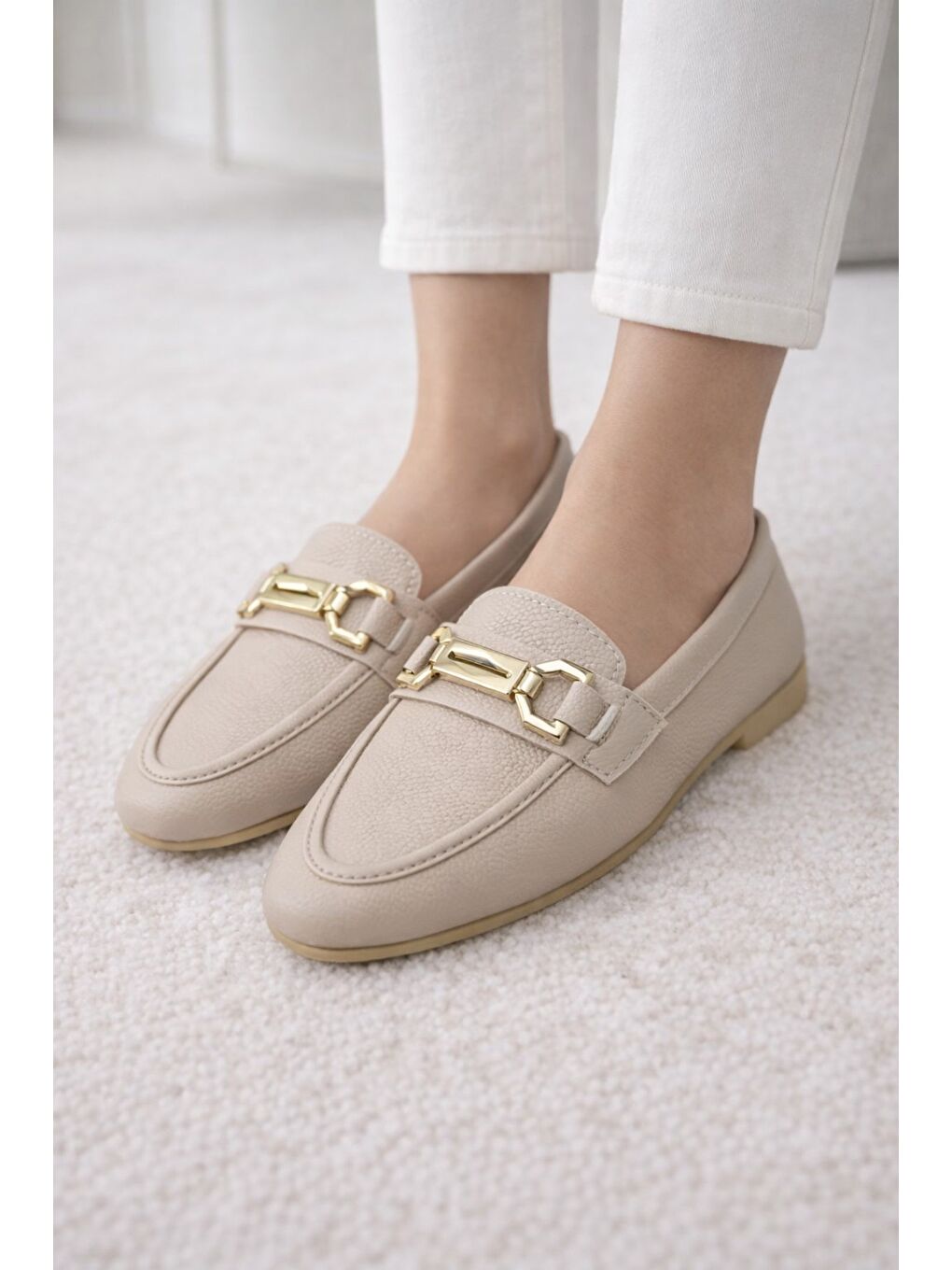 Bej AL-2016 Rahat Taban Kadın Babet Anne Ayakkabısı Günlük Bayan Ayakkabı-3