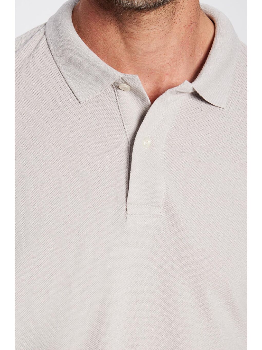 Erkek Slim Fit Dar Kesim Pamuklu Yumuşak Doku Nefes Alan Kumaş Kıvrılmaz Yaka Gri Polo Yaka Tişört-2