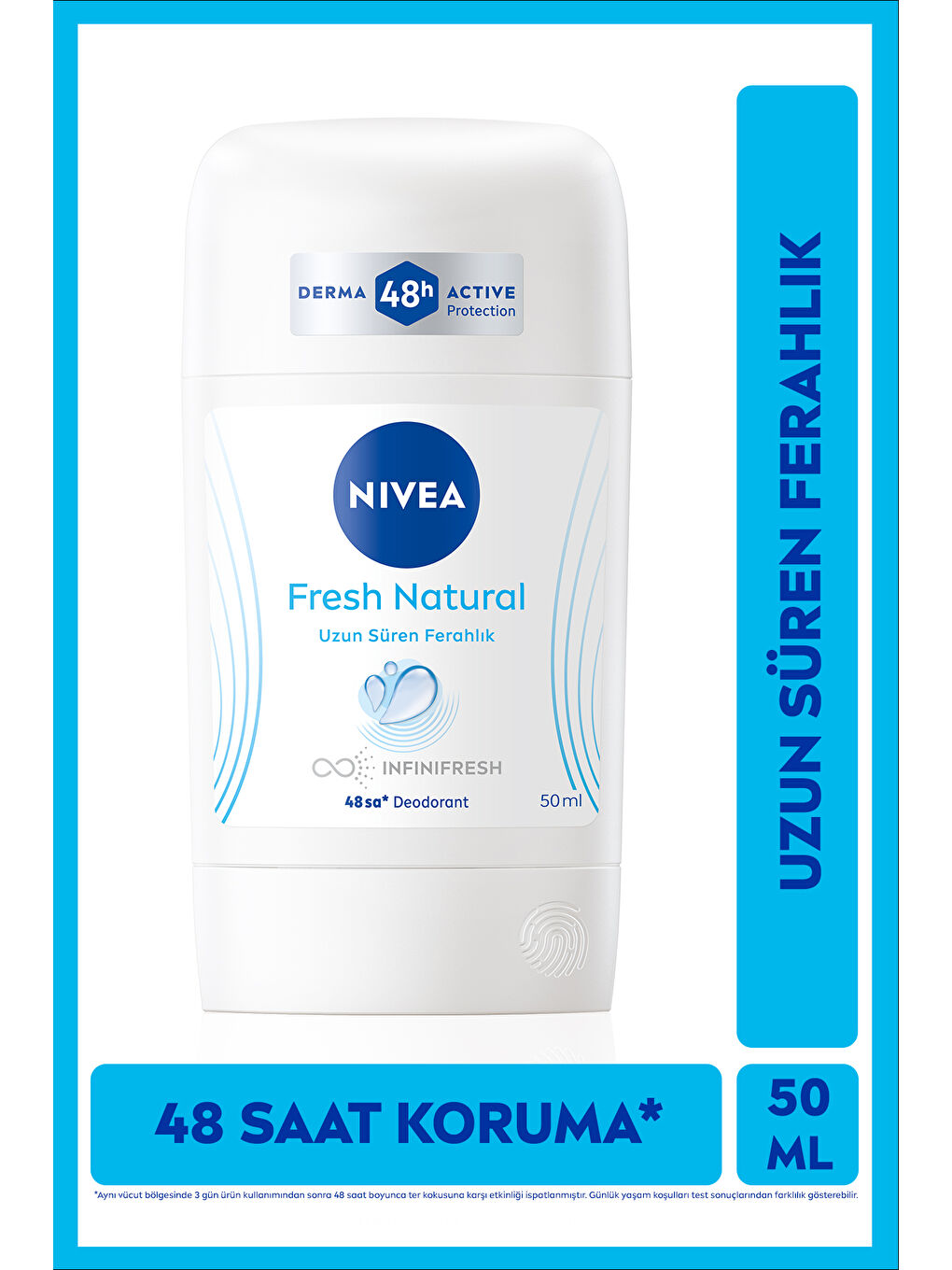 NIVEA Kadın Stick Deodorant Fresh Natural 50ml, Ter Kokusuna Karşı 48 Saat Koruma, Uzun Süren Ferahlık