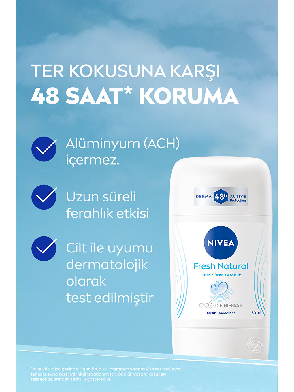 NIVEA Kadın Stick Deodorant Fresh Natural 50ml, Ter Kokusuna Karşı 48 Saat Koruma, Uzun Süren Ferahlık - 2