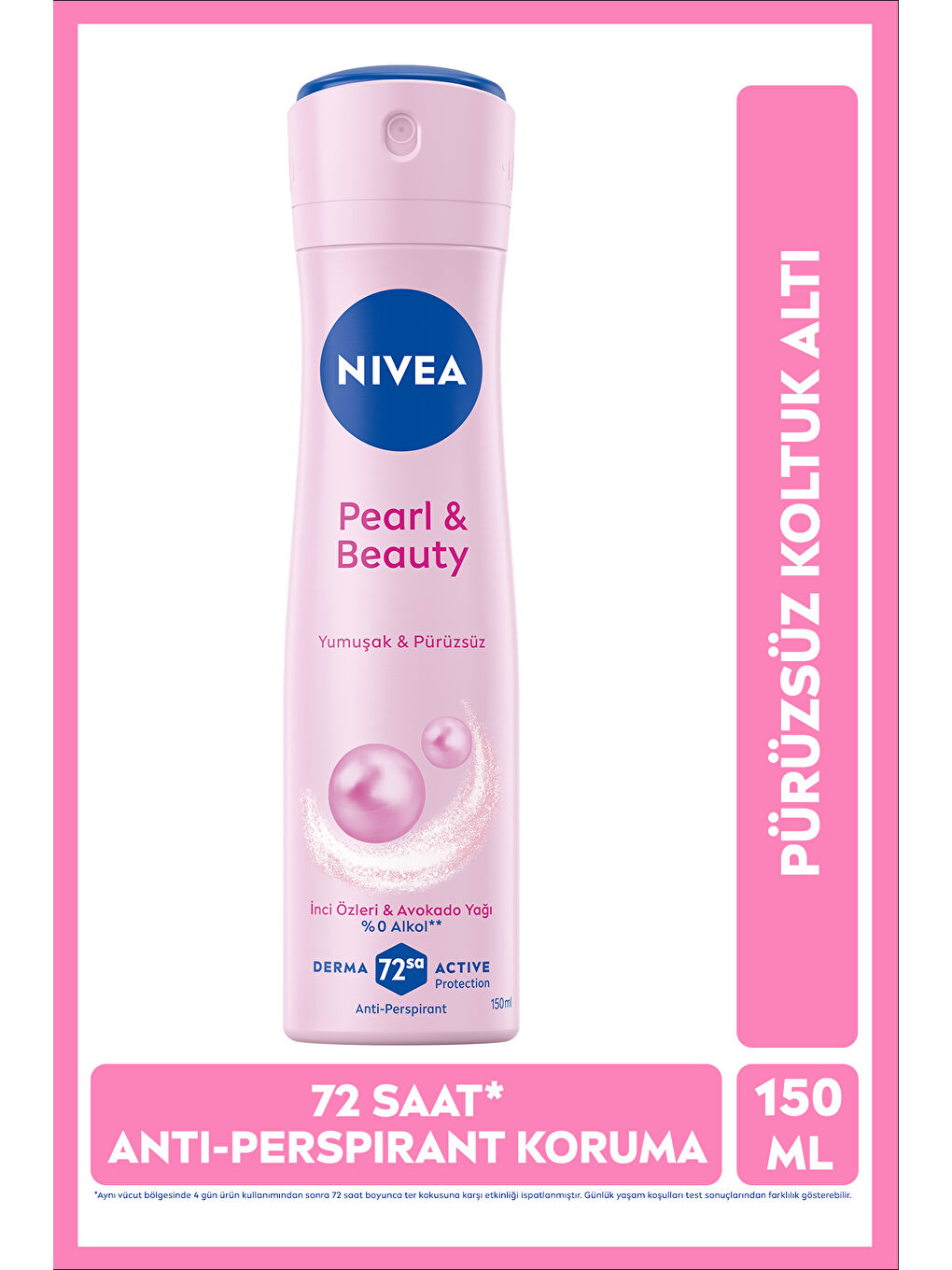 NIVEA Kadın Sprey Deodorant Pearl & Beauty 150ml, 72 Saat Anti-perspirant Koruma, Pürüzsüz Koltuk Altı
