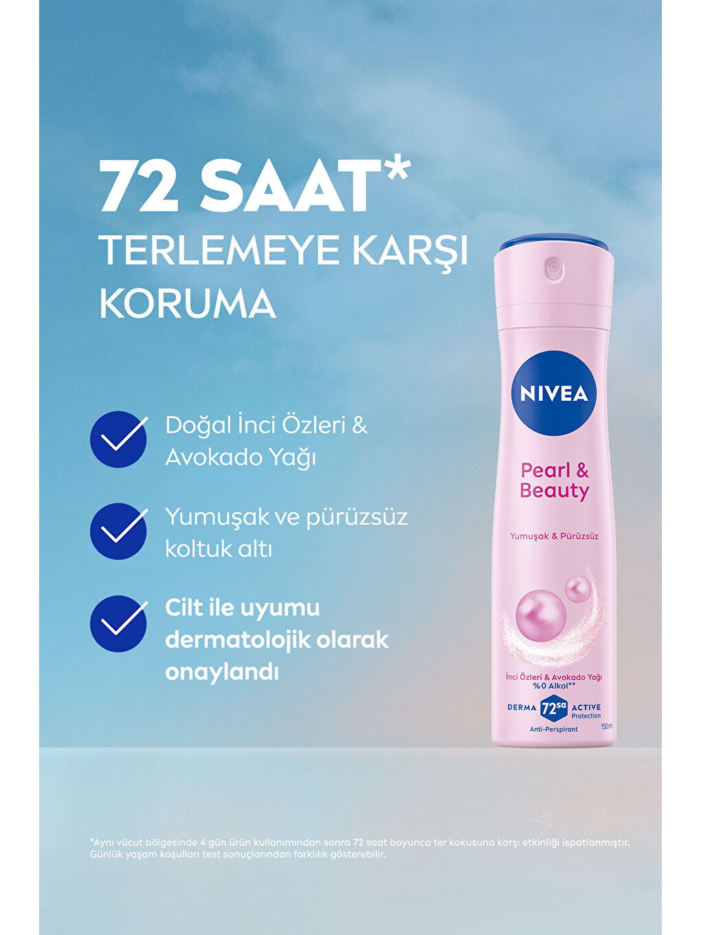 NIVEA Kadın Sprey Deodorant Pearl & Beauty 150ml, 72 Saat Anti-perspirant Koruma, Pürüzsüz Koltuk Altı - 2