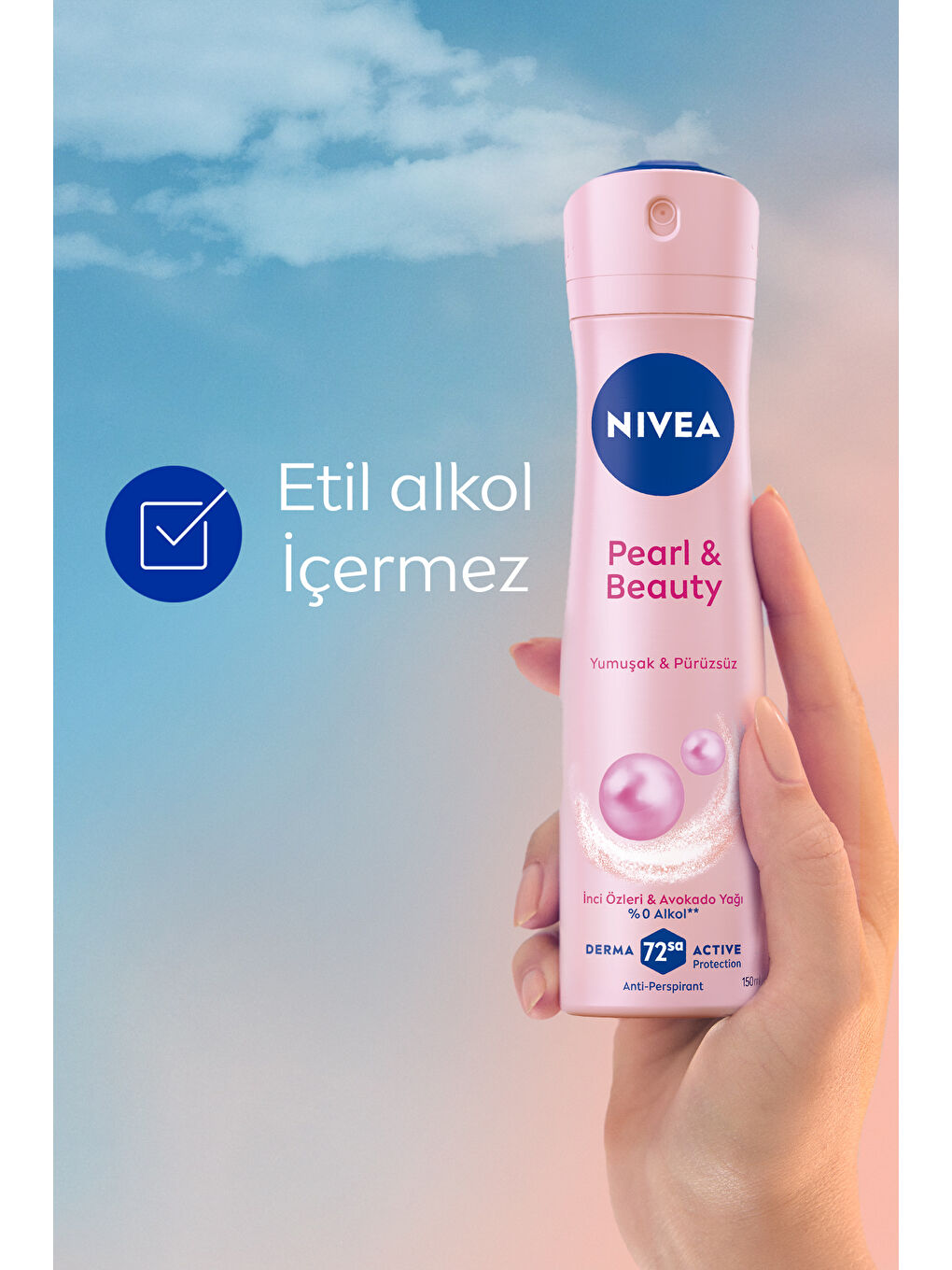 NIVEA Kadın Sprey Deodorant Pearl & Beauty 150ml, 72 Saat Anti-perspirant Koruma, Pürüzsüz Koltuk Altı - 3