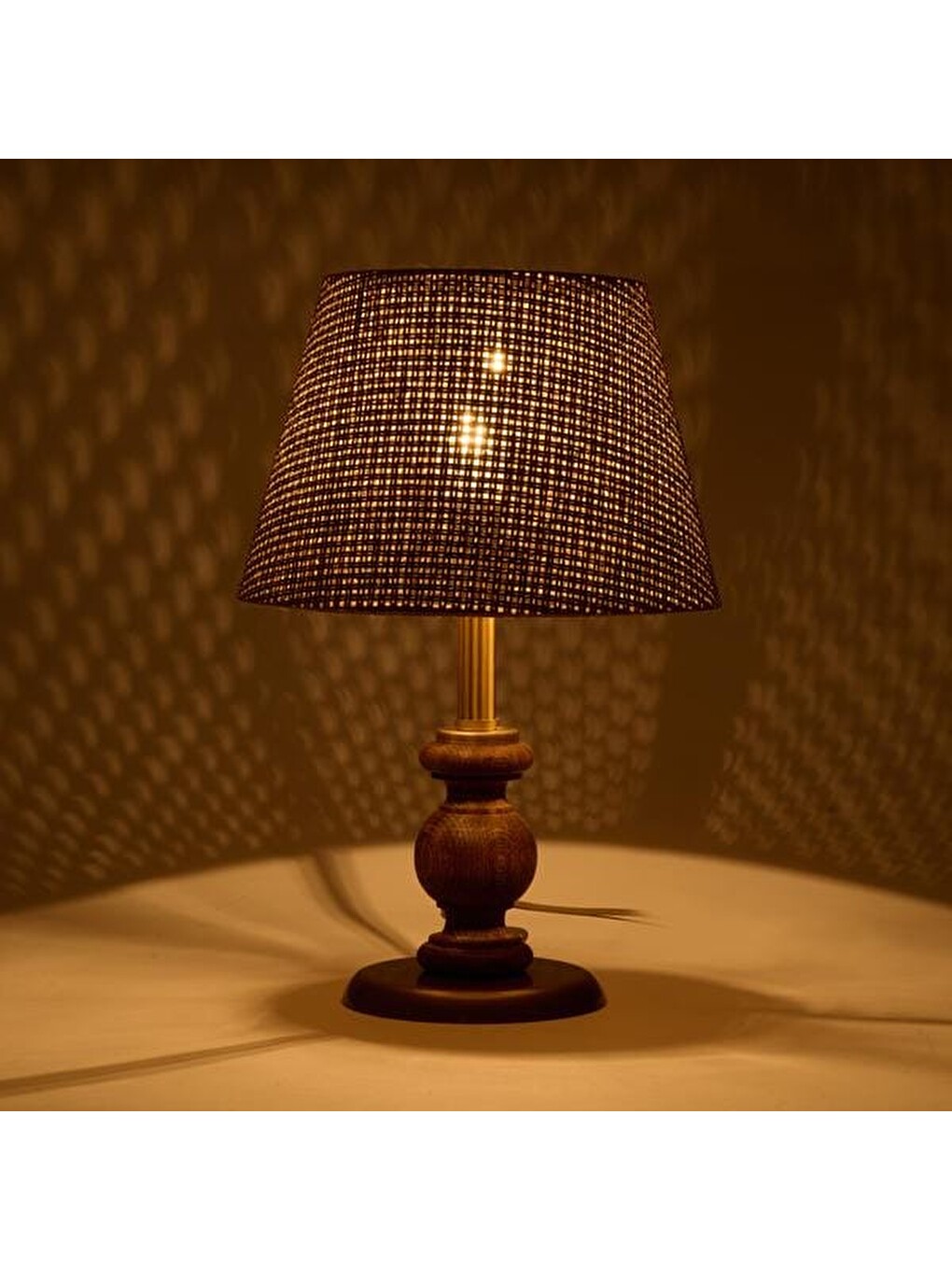 Lighting Fiona Ahşap Abajur - Ceviz Ayak / Kahverengi Başlık - 40 Cm-3