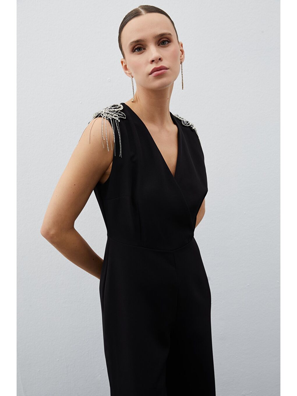 Aksesuar Detaylı Tulum - Siyah-4