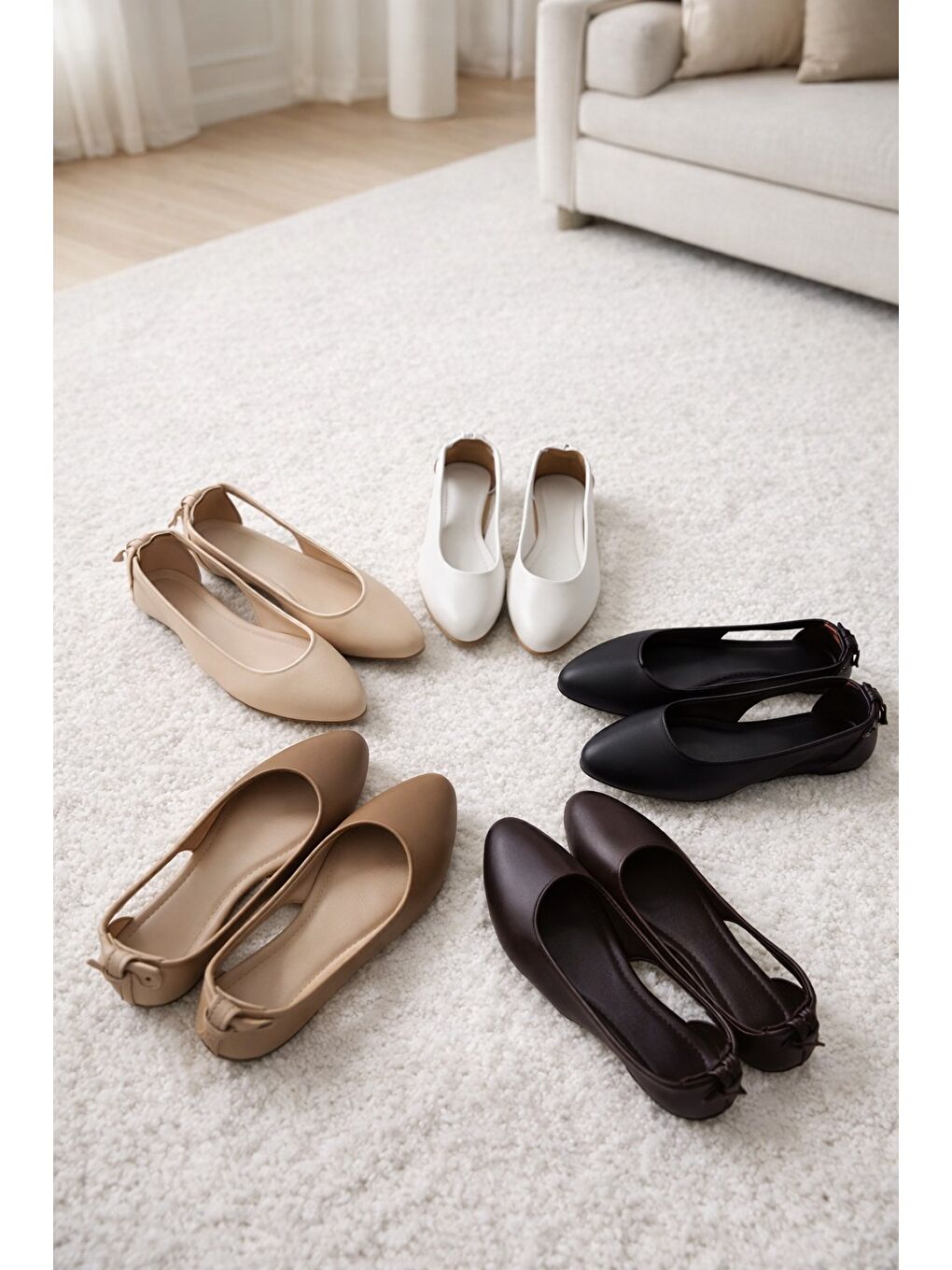 Kahverengi LUNESSA Kadın Babet Sandalet Yazlık Ayakkabı Sivri Burun Günlük Babet-4