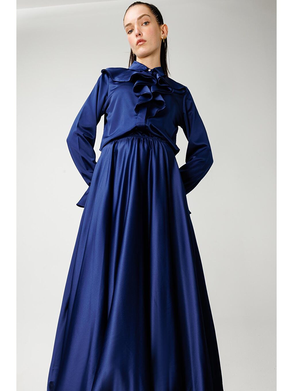 Saten Princess Etek - Lacivert-2