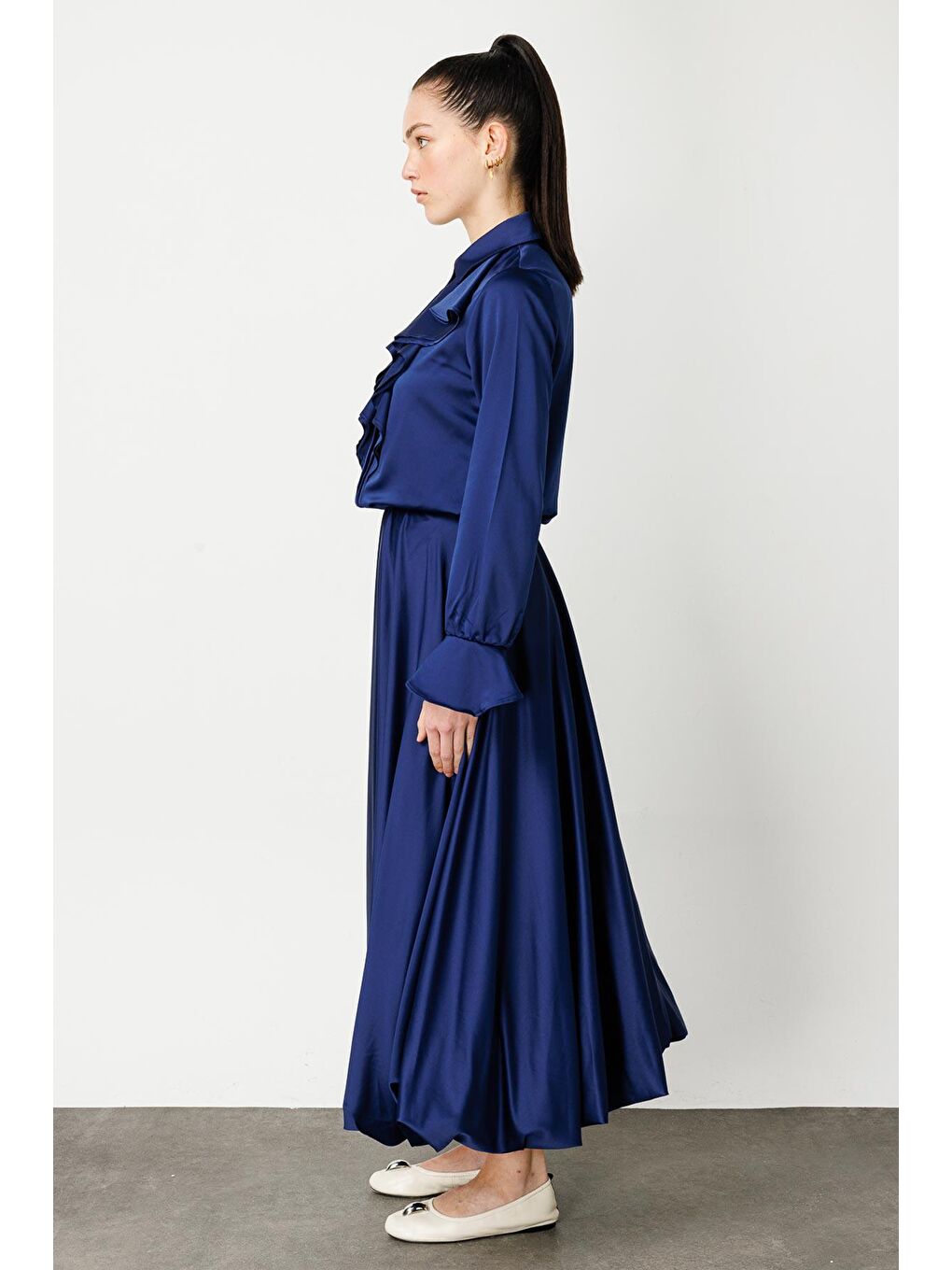 Saten Princess Etek - Lacivert-3