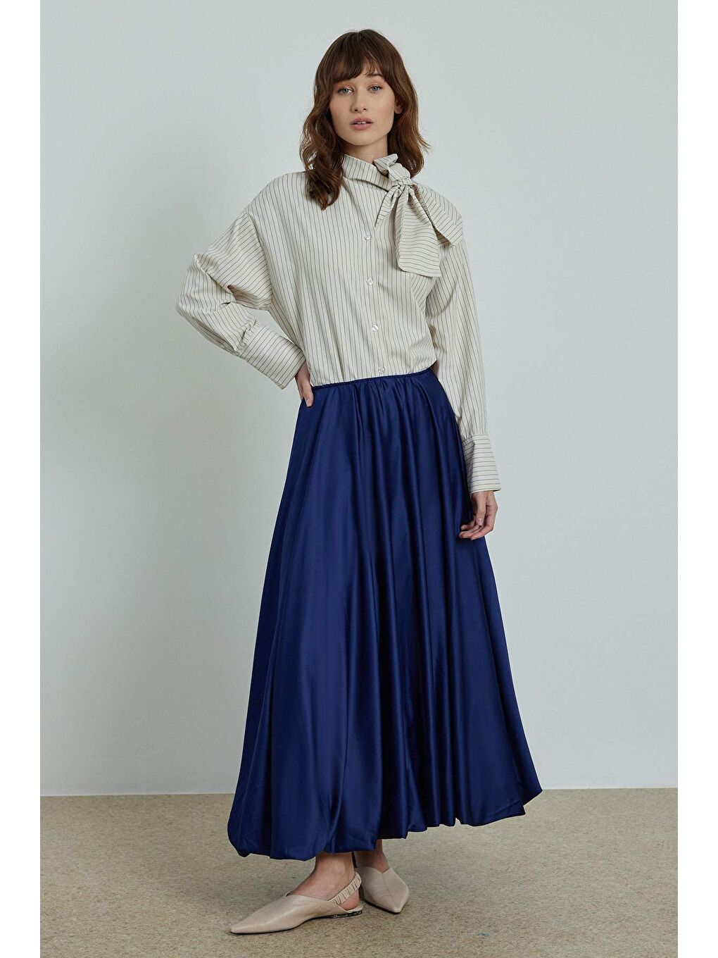 Saten Princess Etek - Lacivert-4