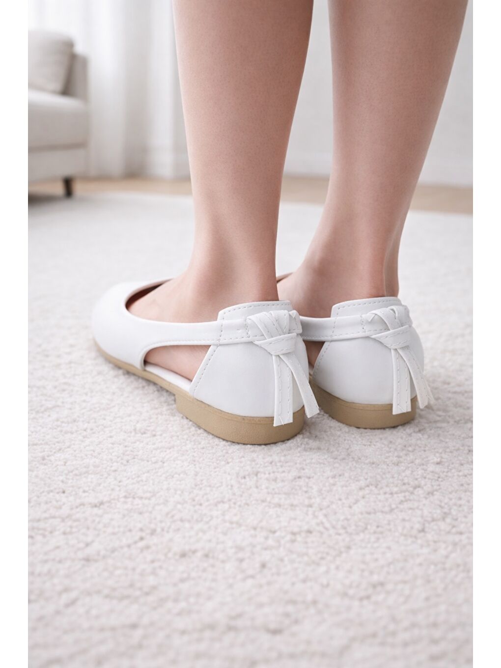 Beyaz LUNESSA Kadın Babet Sandalet Yazlık Ayakkabı Sivri Burun Günlük Babet-2