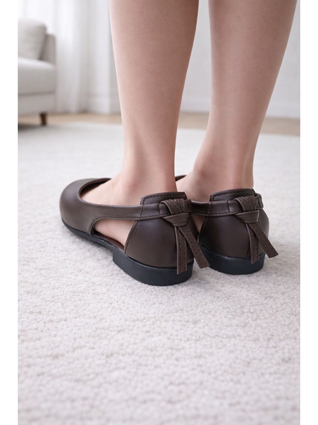 Kahverengi LUNESSA Kadın Babet Sandalet Yazlık Ayakkabı Sivri Burun Günlük Babet-1