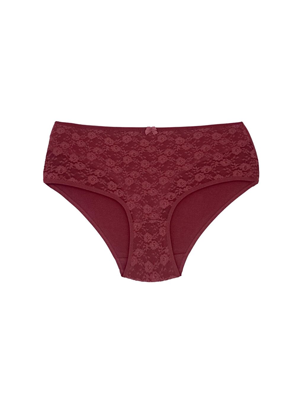 Kırmızı Pamuklu Önü Astarlı Lez Dantel Yüksek Bel Kadın Külot 3'lü-1