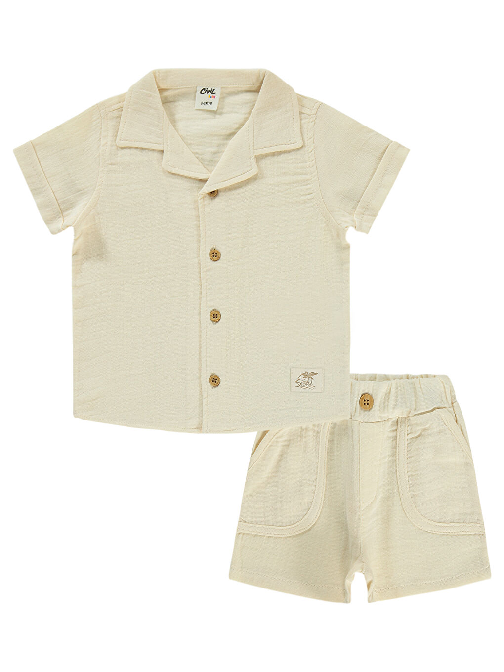 Baby Erkek Bebek Şortlu Takım 6-18 Ay Bej