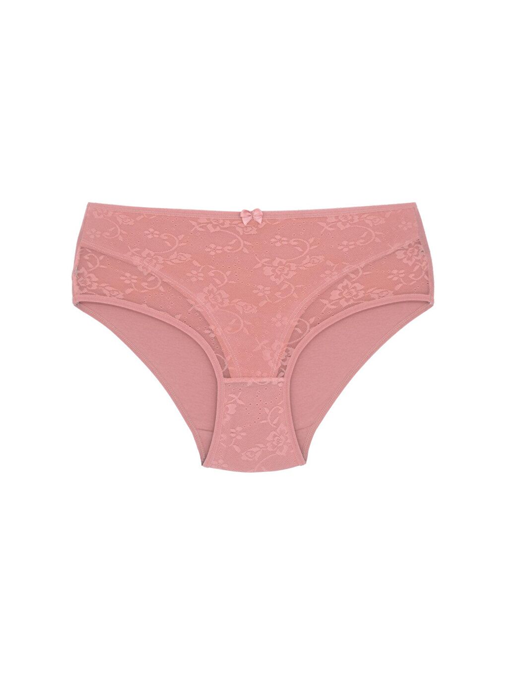 Kırmızı Pamuklu Önü Astarlı Lez Dantel Yüksek Bel Kadın Külot 3'lü-2