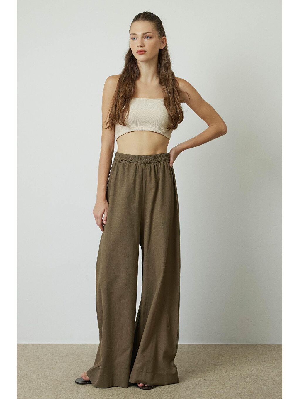 Keten Bol Paça Haki Pantolon