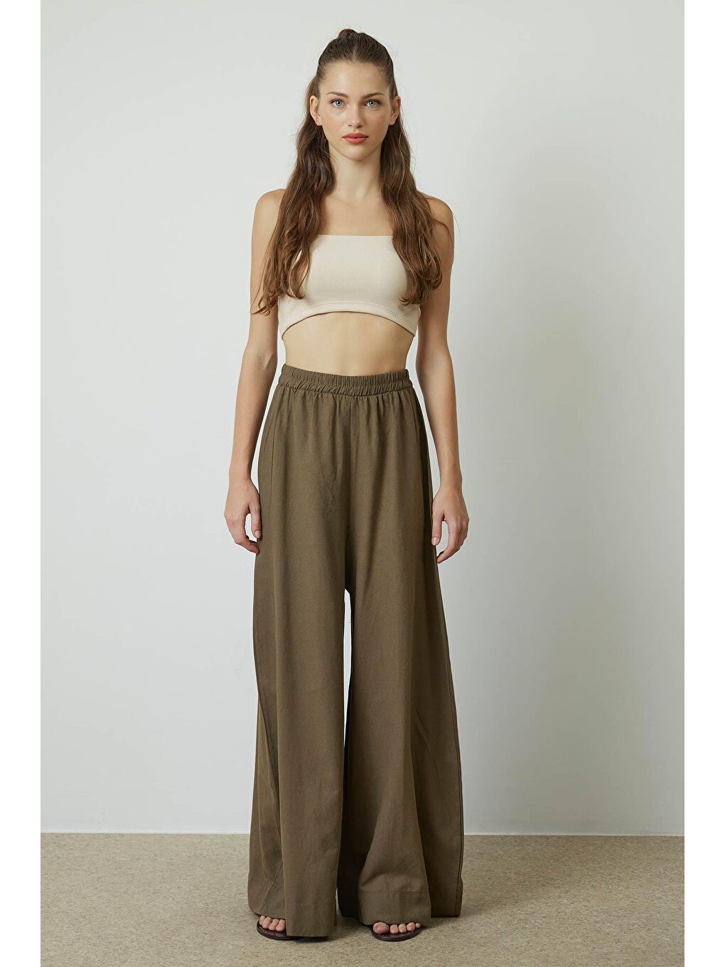 Keten Bol Paça Haki Pantolon-1