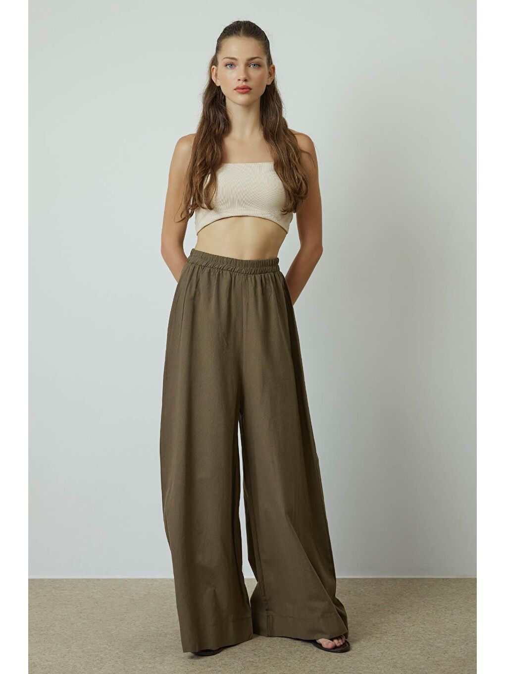 Keten Bol Paça Haki Pantolon-3