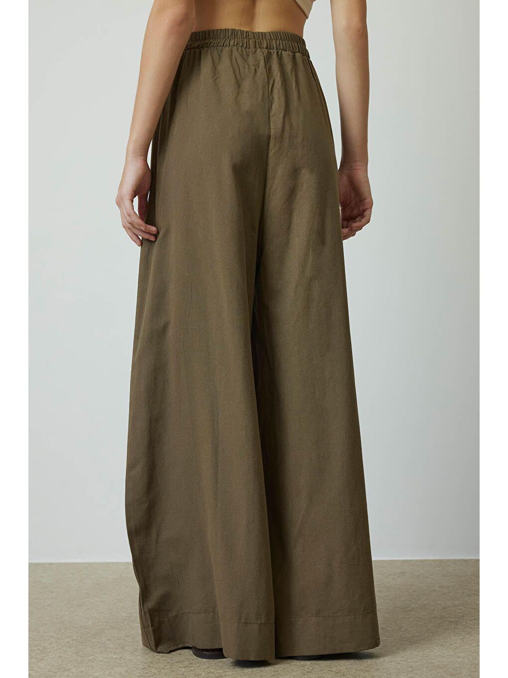 Keten Bol Paça Haki Pantolon-4