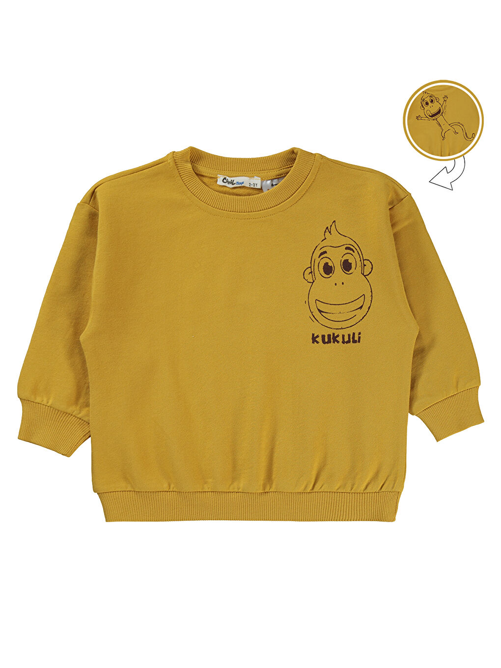 Kahverengi Boys Erkek Çocuk Sweatshirt 2-5 Yaş Hardal