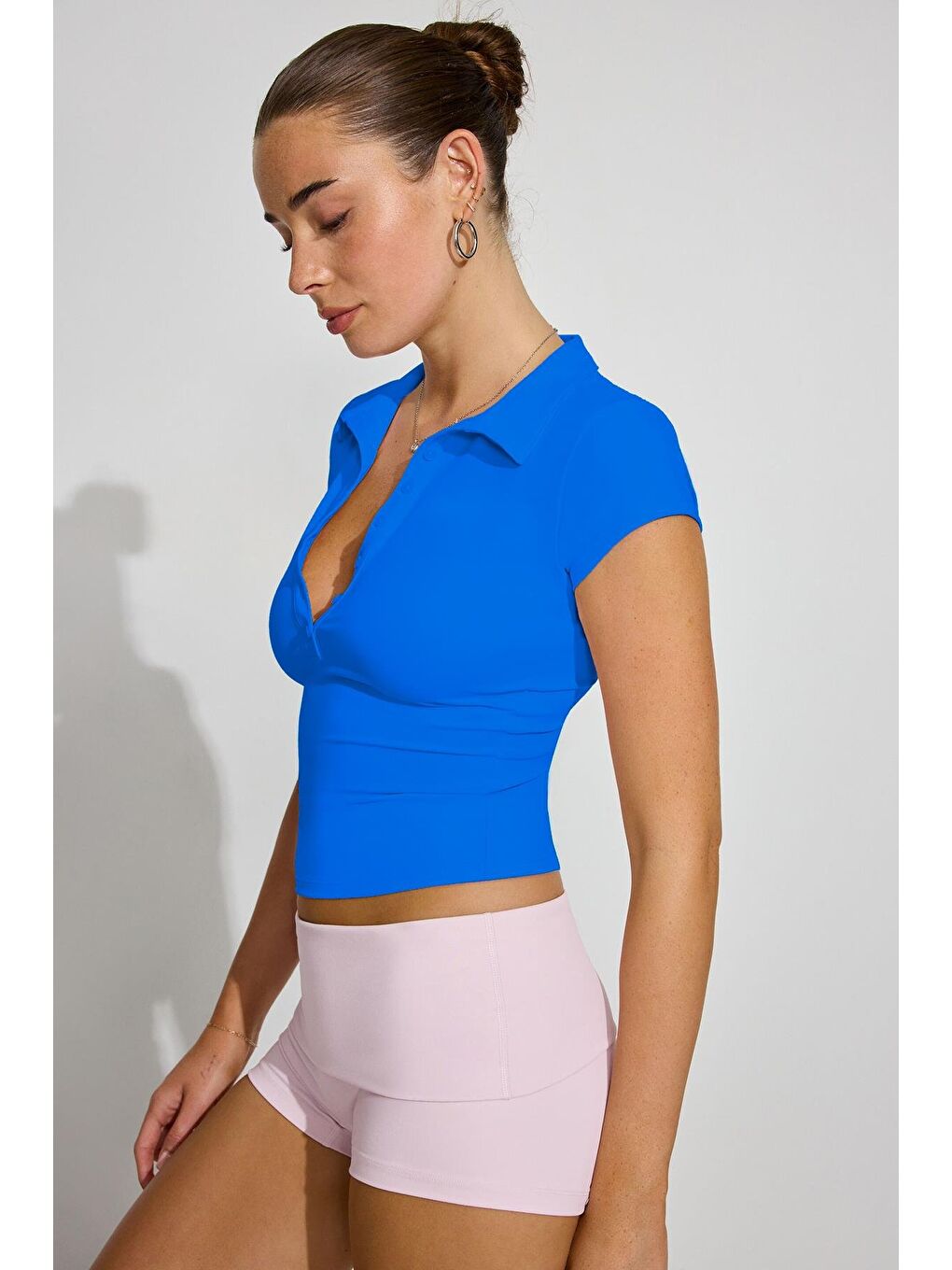 Mavi Polo Yaka Basic Kadın Tişört Mg2455-2