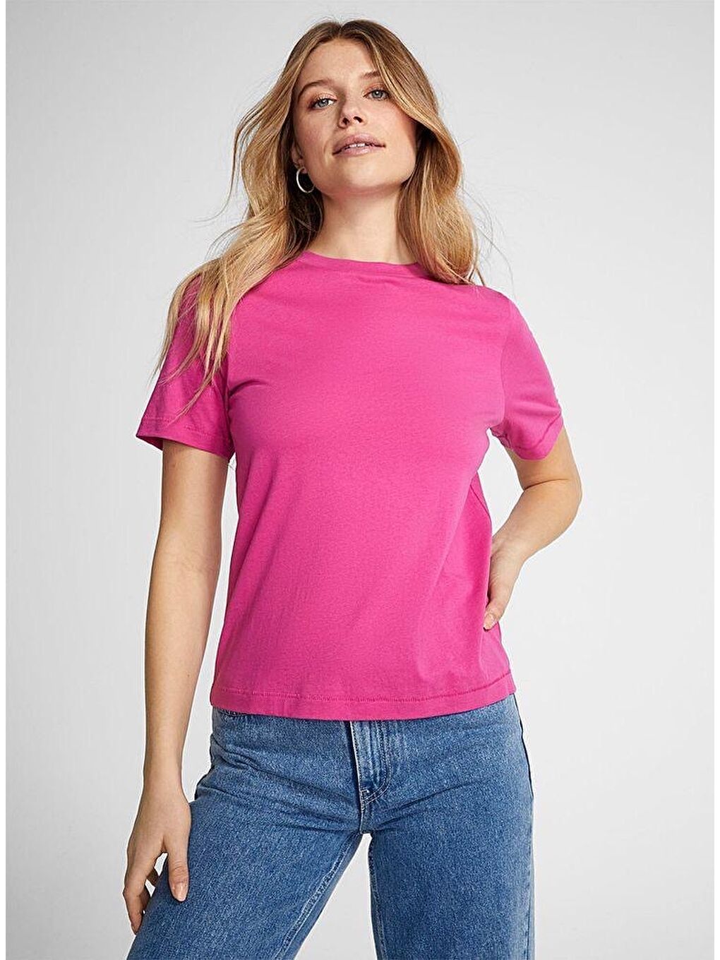 Süperlife Pembe Kadın Bisiklet Yaka Tshirt SPR24TSK46