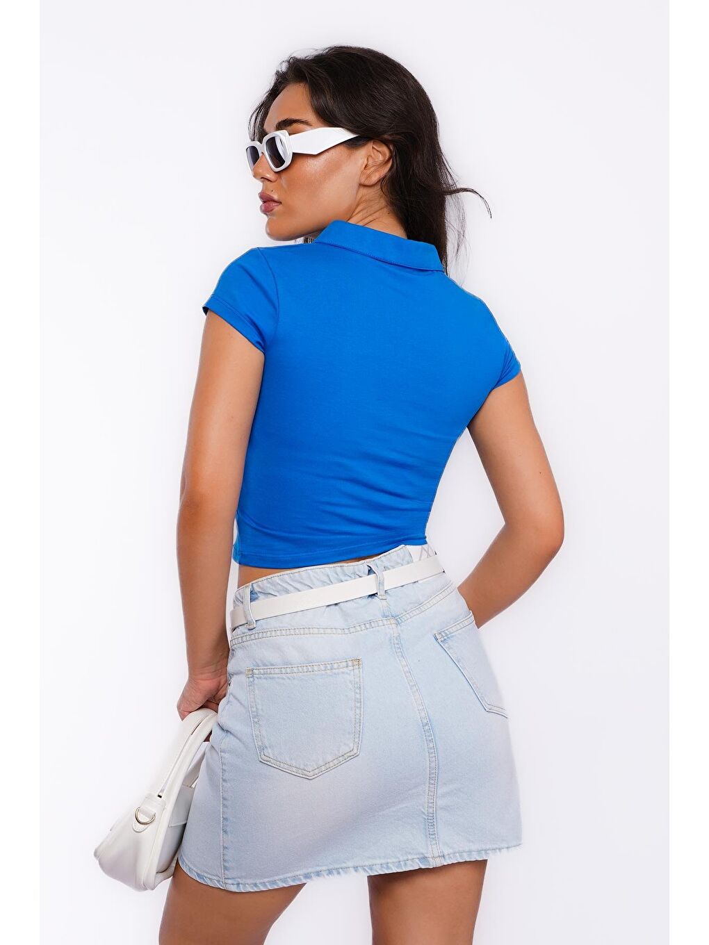 Mavi Polo Yaka Basic Kadın Tişört Mg2455-5