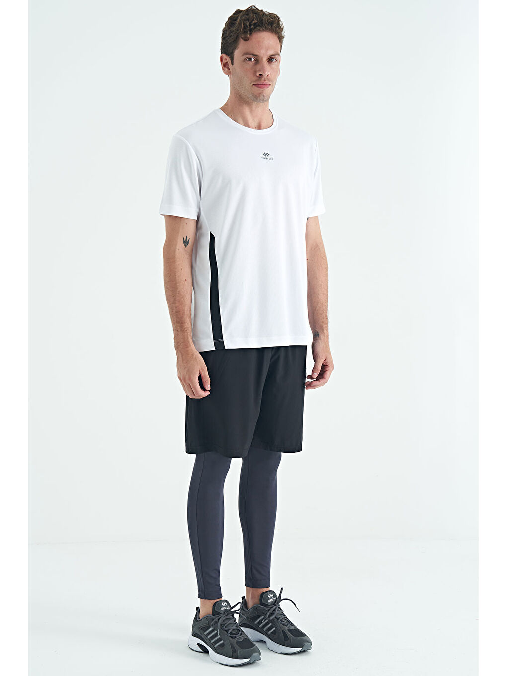 Antrasit Logo Baskılı Yüksel Bel Slim Fit Aktif Spor Erkek Tayt - 84989-2