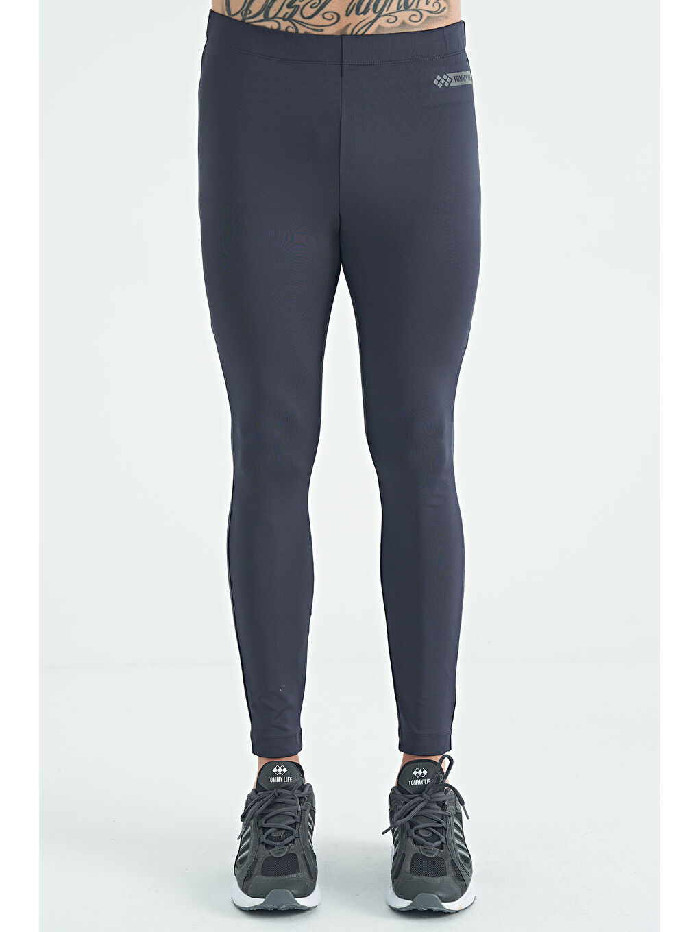 Antrasit Logo Baskılı Yüksel Bel Slim Fit Aktif Spor Erkek Tayt - 84989-3