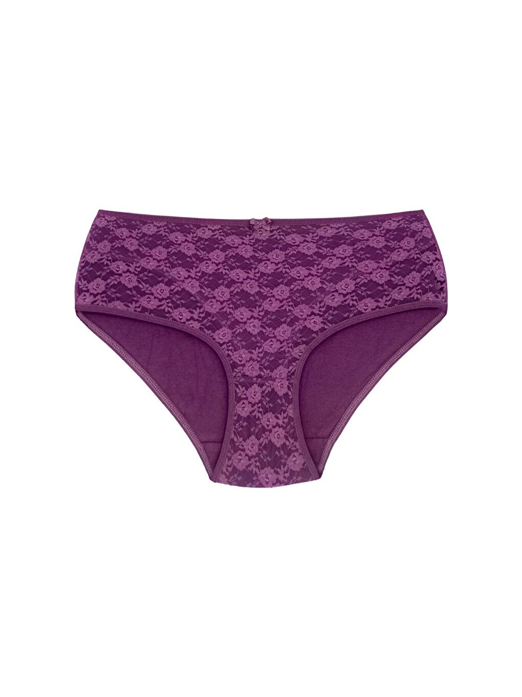 Mor Pamuklu Önü Astarlı Lez Dantel Yüksek Bel Kadın Külot 3'lü-1
