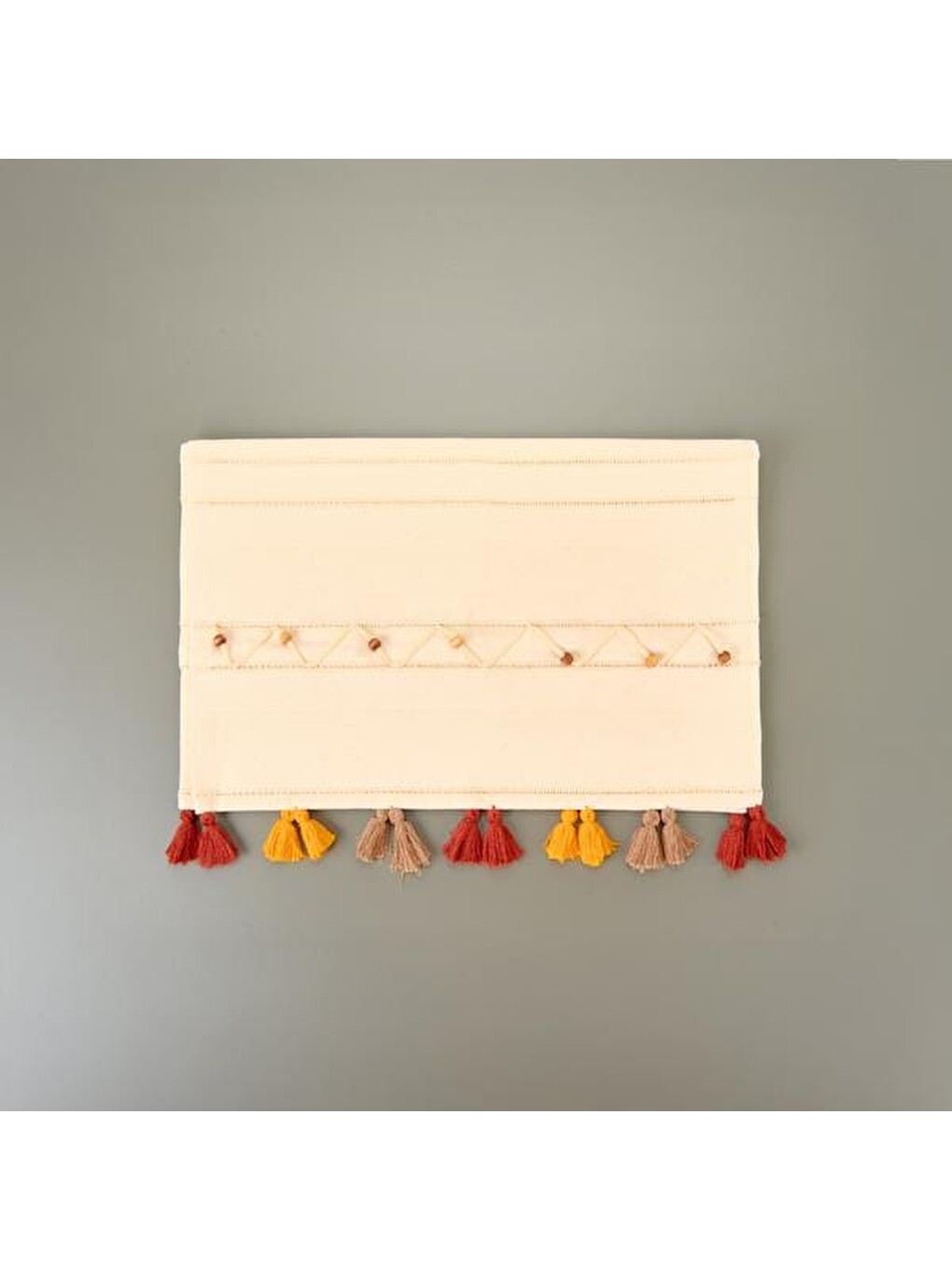 Soft Boncuklu Runner - Ekru - 50x130 Cm-1