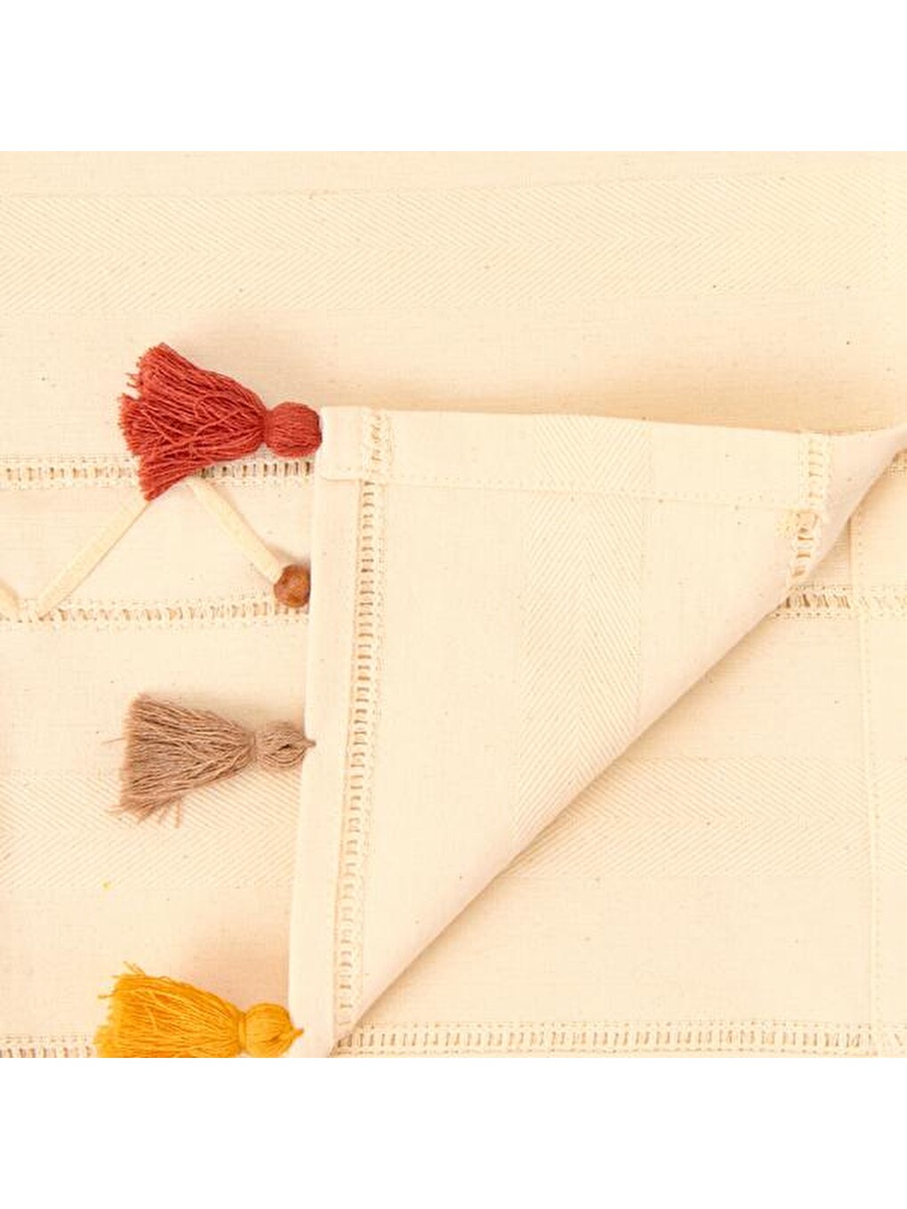 Soft Boncuklu Runner - Ekru - 50x130 Cm-2