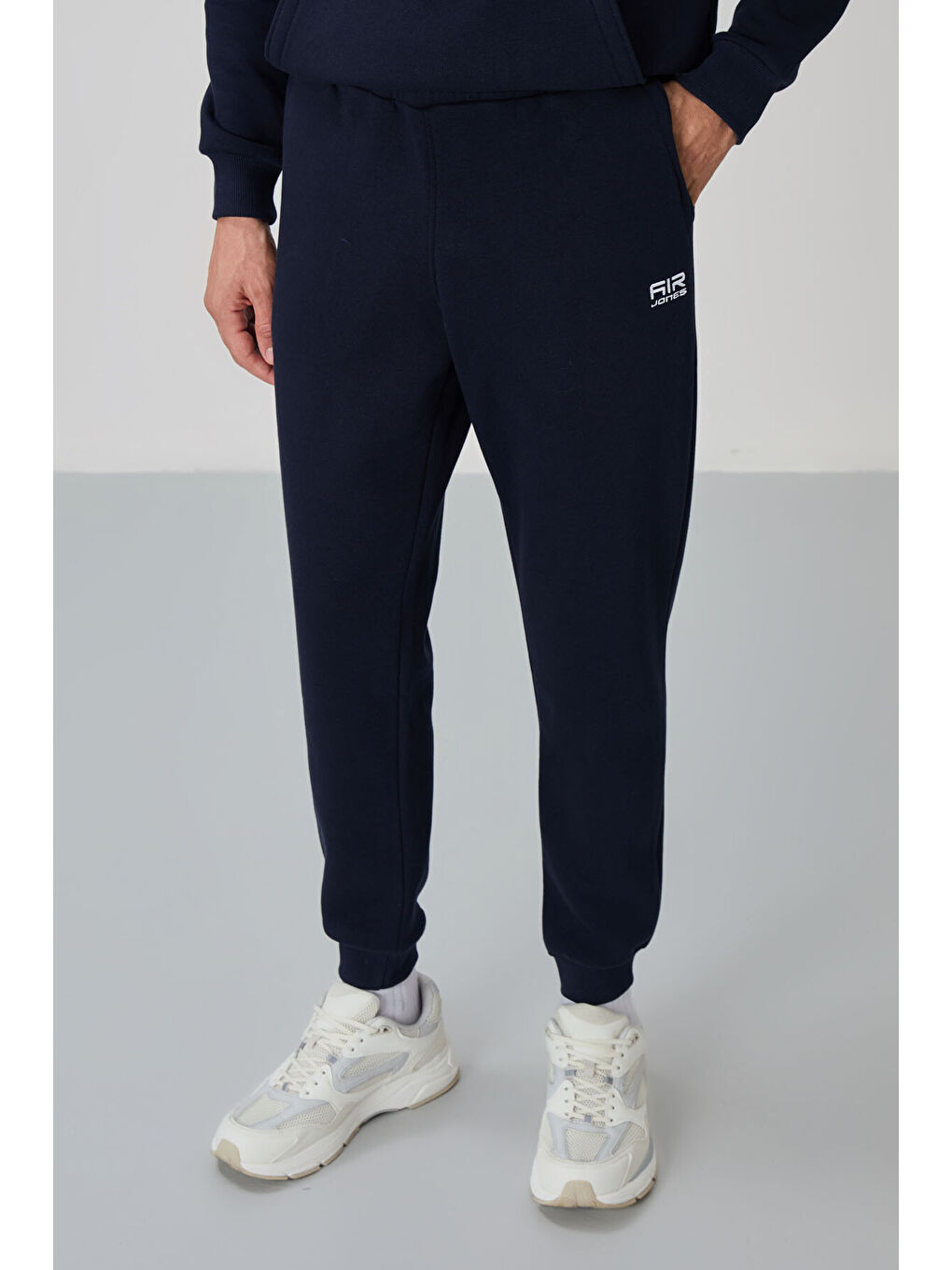 David Lacivert Kapüşonlu Rahat Kalıp Şardonlu Jogger Erkek Eşofman Takım - 85192-2