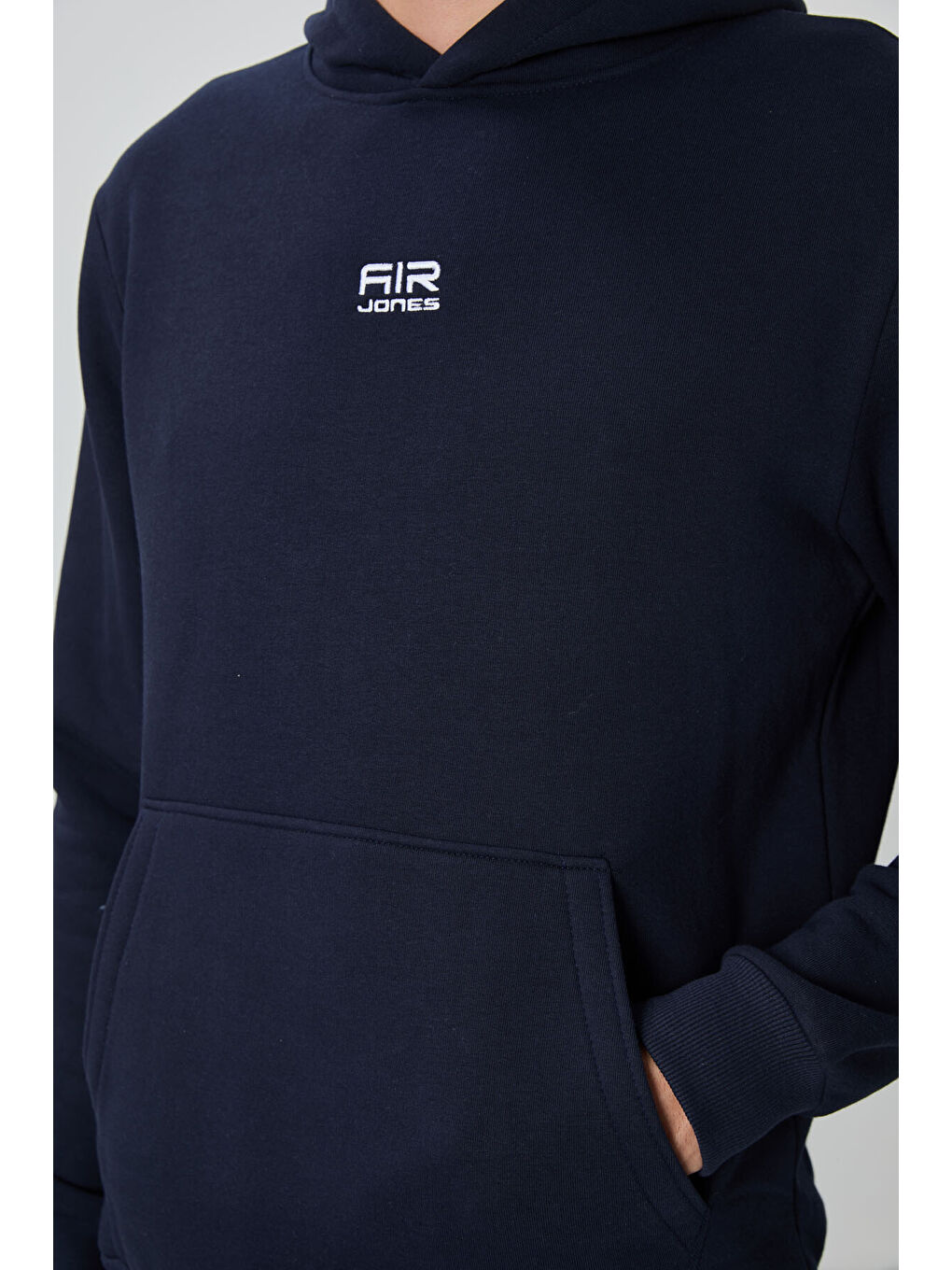 David Lacivert Kapüşonlu Rahat Kalıp Şardonlu Jogger Erkek Eşofman Takım - 85192-4