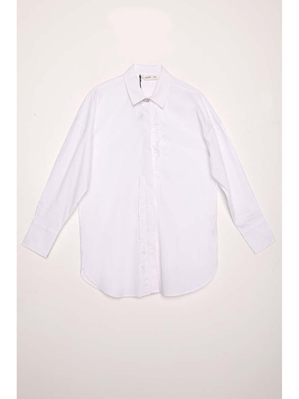 Beyaz Pamuklu Fırfırlı Gömlek Tunik-6