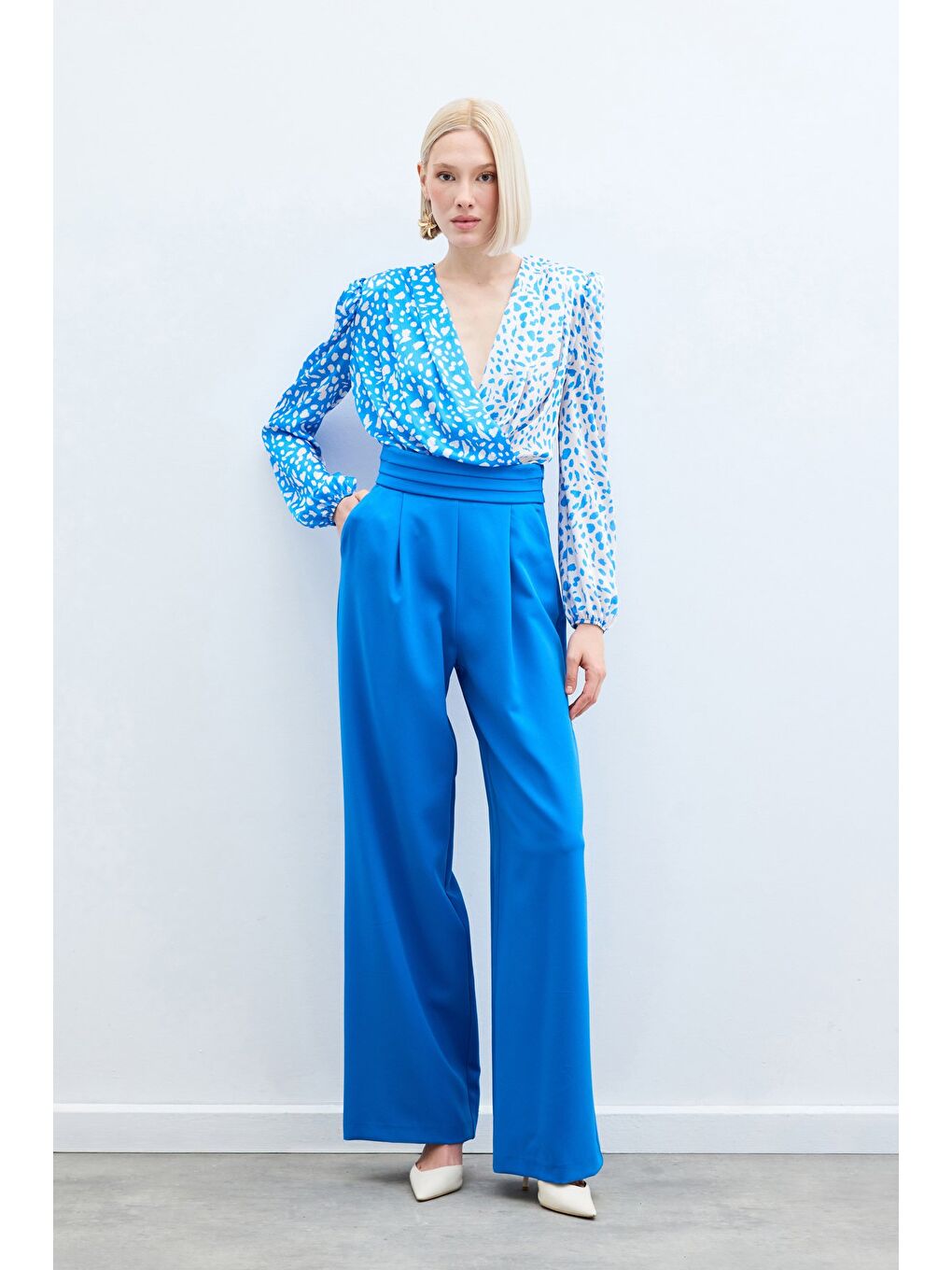 Bel Detaylı Cepli Pantolon - İndigo-1