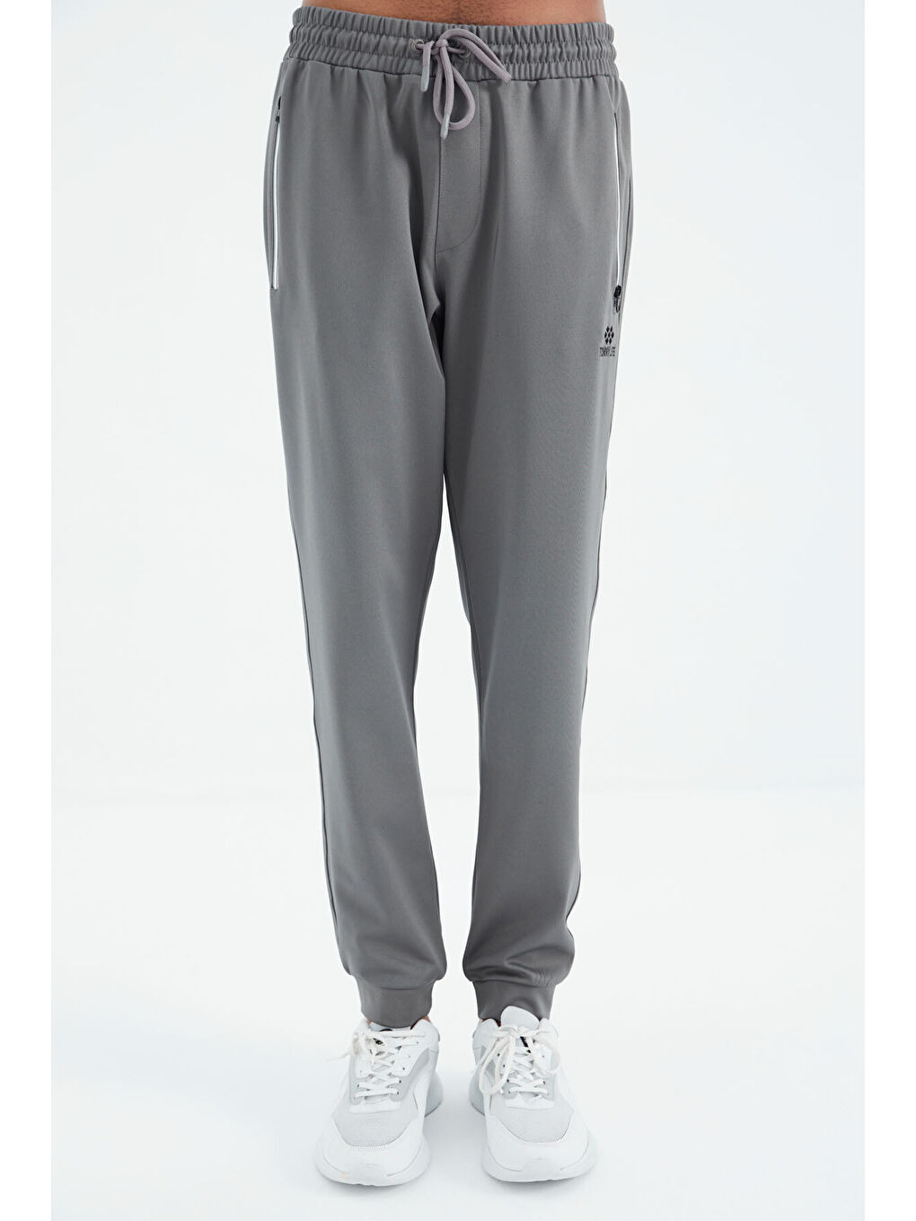Koyu Gri Bağcıklı Cep Detaylı Rahat Kalıp  Erkek Jogger Eşofman Altı - 84993-1