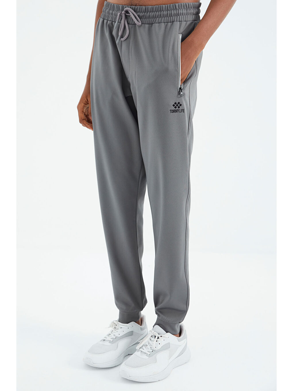 Koyu Gri Bağcıklı Cep Detaylı Rahat Kalıp  Erkek Jogger Eşofman Altı - 84993-2