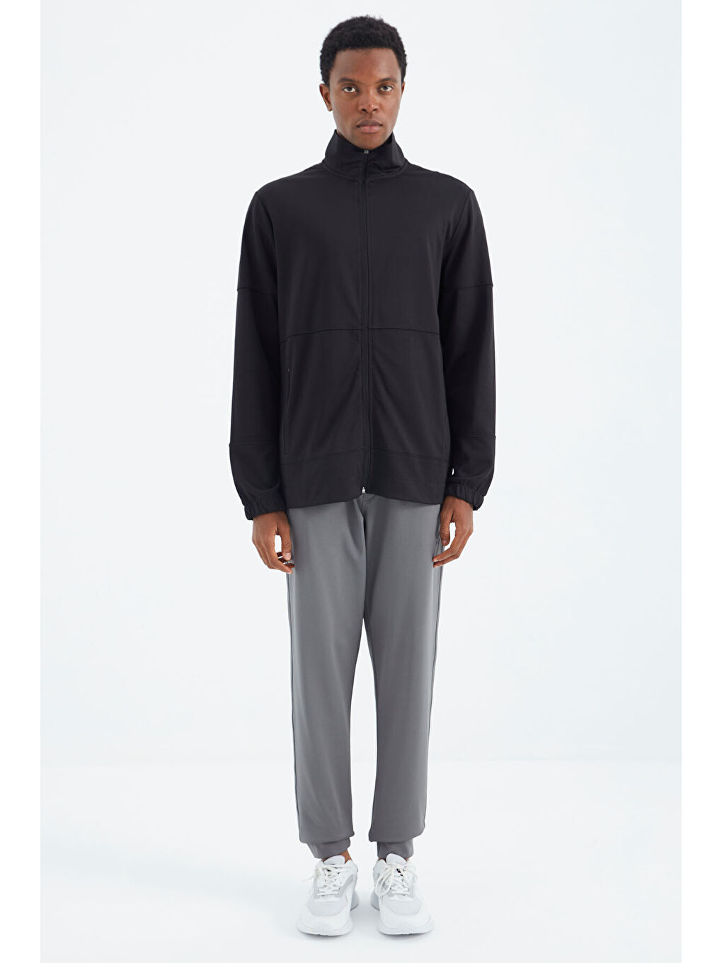 Koyu Gri Bağcıklı Cep Detaylı Rahat Kalıp  Erkek Jogger Eşofman Altı - 84993-3